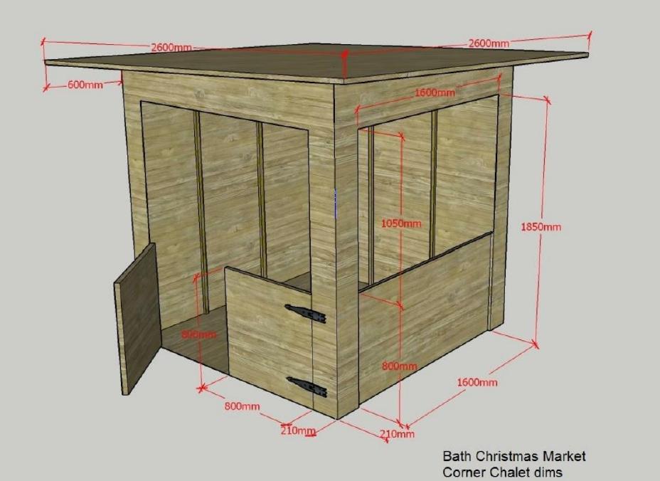corner chalet and dimensions