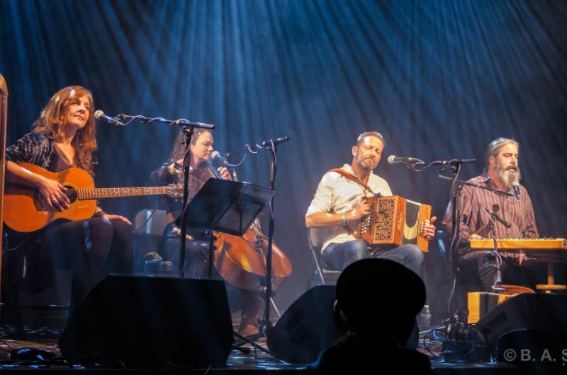 Band playing on a stage