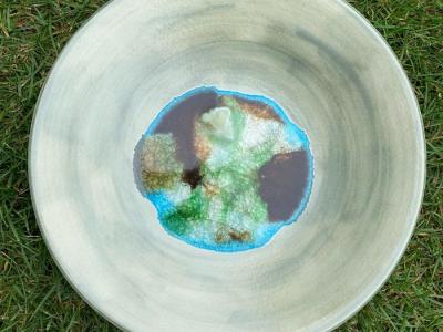 Ceramic bowl, white and blue