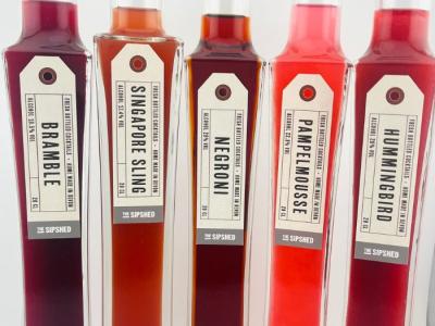 Bottles of different flavoured alcohol