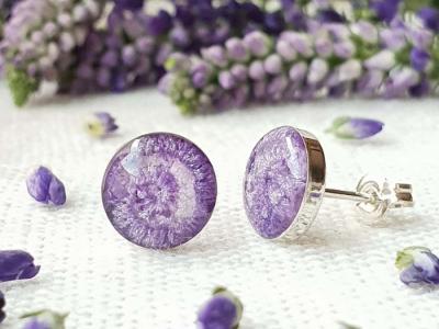 purple and silver stud earrings
