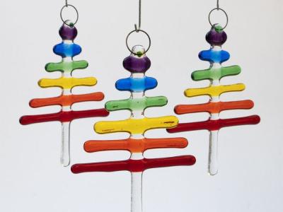 Rainbow glass tree ornaments