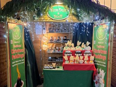 plum duff and stuff christmas chalet set-up