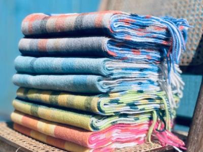 Stack of colourful scarves