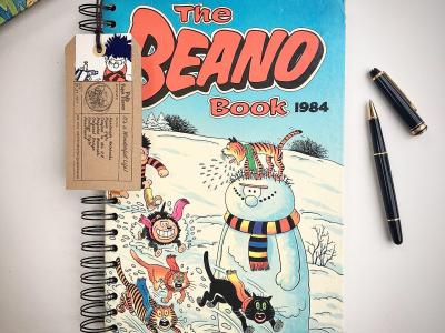 Beano comic book turned notebook