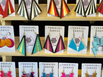 Colourful leather earrings