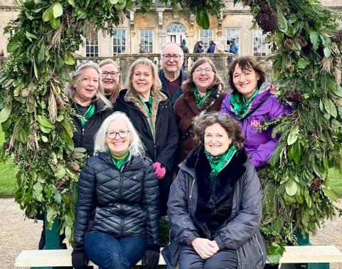 Group of people inside a wreath