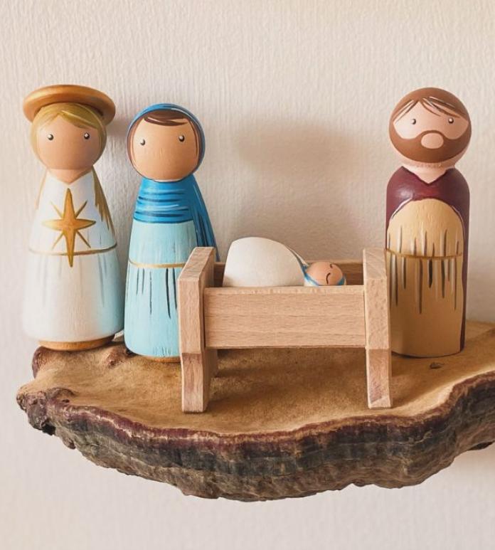 Wooden nativity characters