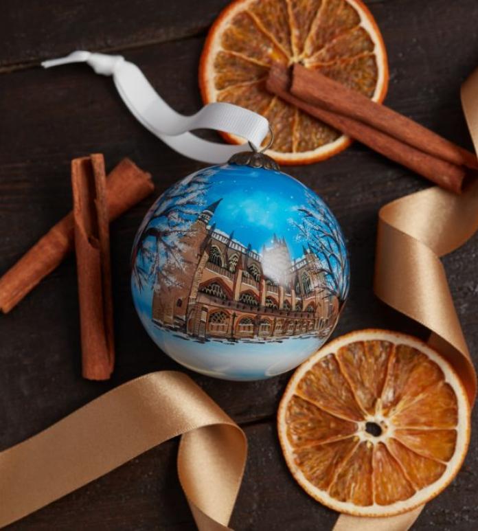 Hand painted bauble of Bath Abbey 