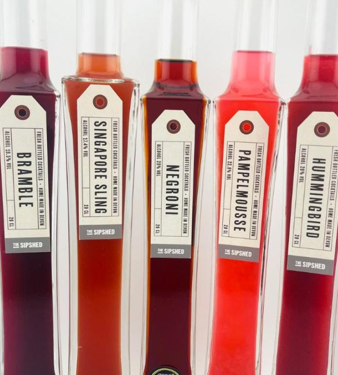 Bottles of different flavoured alcohol