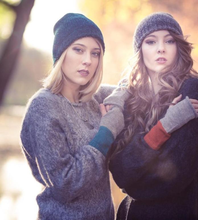 Models wearing hats and scarves 