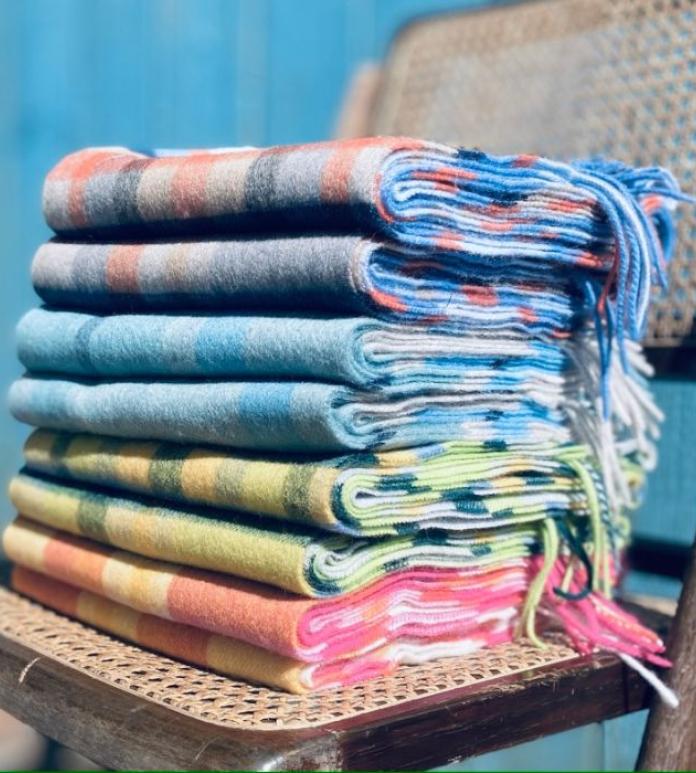 Stack of colourful scarves