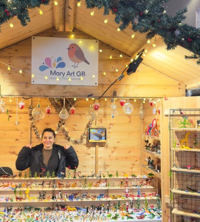 Set up at the Bath Christmas Market