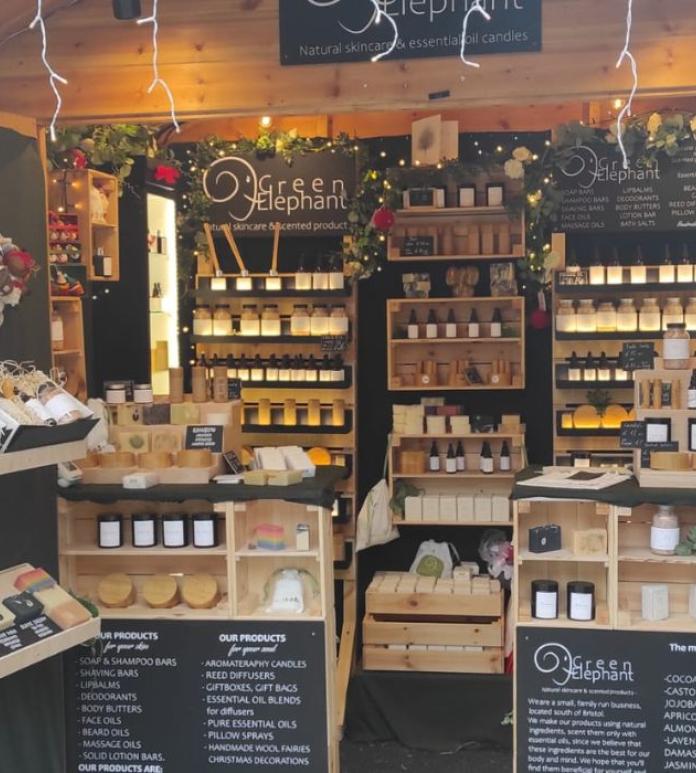 Christmas chalet containing soap