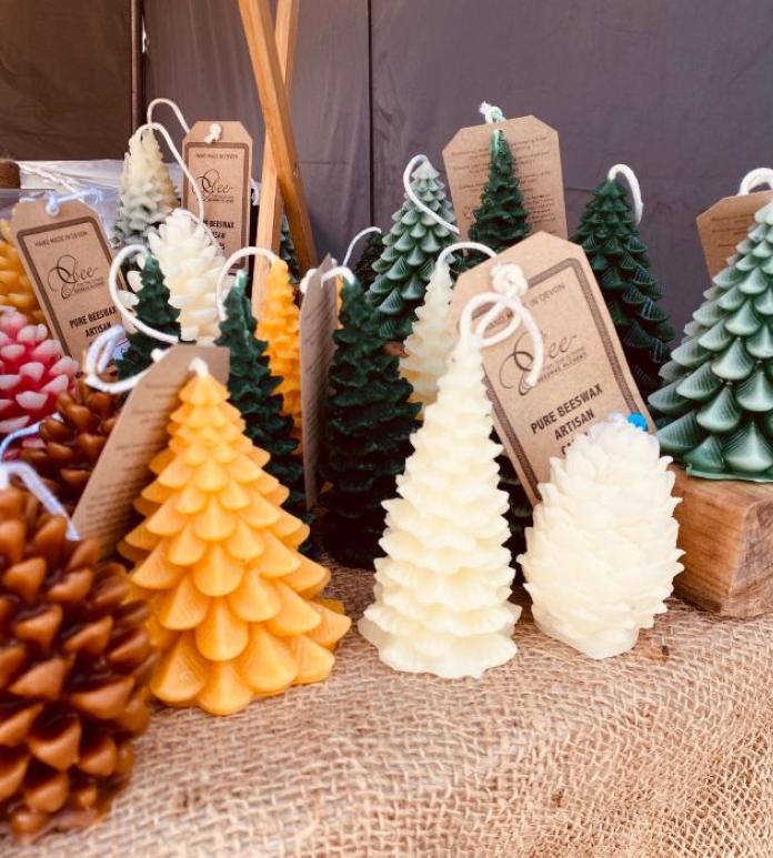 hand poured christmas tree candles