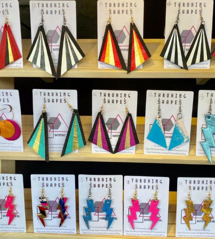 Colourful leather earrings