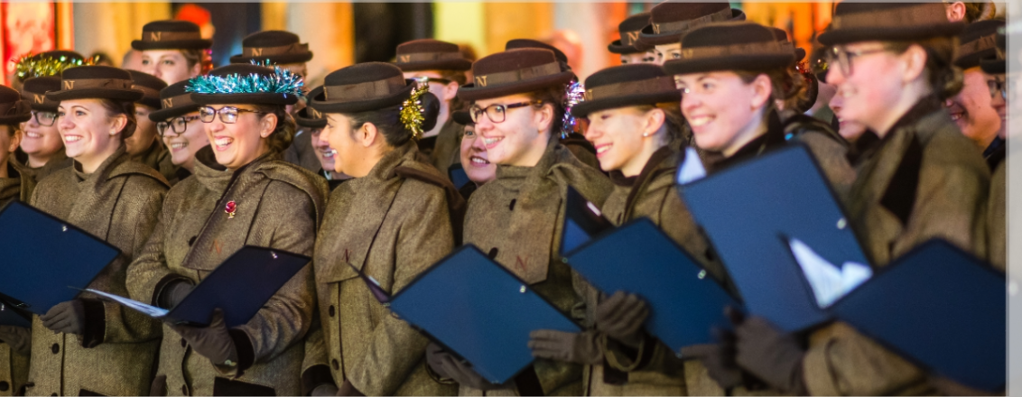 Choir singing outdoors