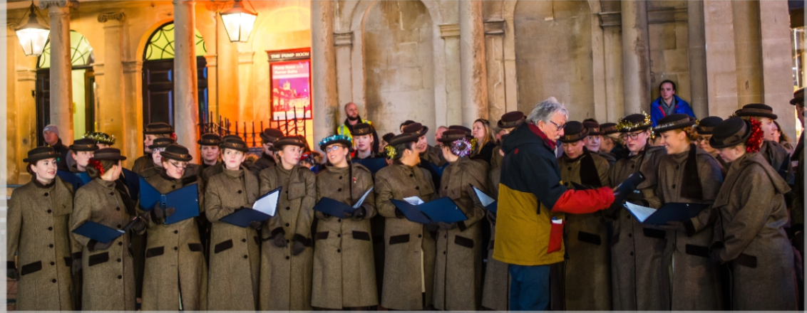 Choir singing outdoors