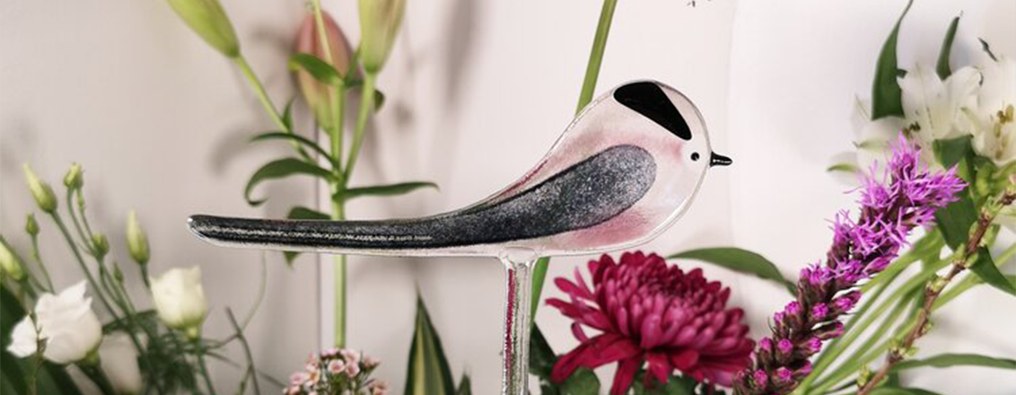 An ornamental glass bird